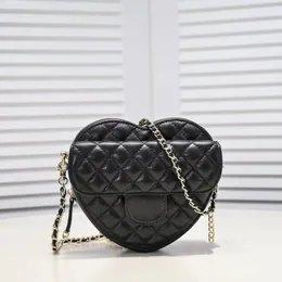 7A Mirror Quality Designer Womens Heart Bags Classic Lambskin Quilted Flap Purse Crossbody Black Shoulder Chain Box Bag Real Leather Wrist Handbag