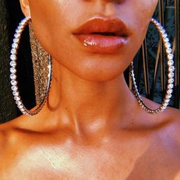 Hoop Earrings 1pairs 70-100mm Large Sexy Rhinestone Round Fashion Shiny Crystal Women Boho Jewelry Accessories