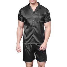 Men's Sleepwear Tony Candice Satin Silk Pyjamas Shorts For Men Rayon Silk Sleepwear Summer Male Pyjama Set Soft Nightgown For Men Pyjamas 230225