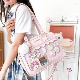 Evening Bags HAEX Kawaii Women Ita Bag 2023 Trend Solid PU Japanese Style Harajuku Students Crossbody Fashion Transparent DIY Satchels