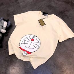 Camiseta de manga corta de la marca de la marea de la marea de alta calidad Doraemon clásica logo estampado de algodón suelto pareja ben42b156225l