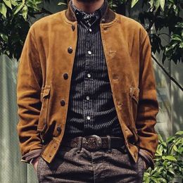 Men's Jackets .Brand classic man genuine leather Jacket casual mens A1 style warm leather jacket Cow suede bomber coat 230225
