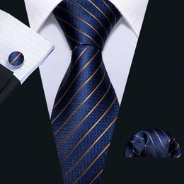 Neck Ties Men Tie Gold Navy Striped 100 Silk Tie BarryWang 34" Jacquard Party Wedding Woven Fashion Designers Necktie For Men DS5032 J230225