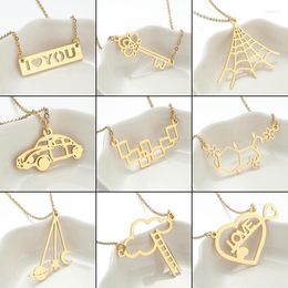 Pendant Necklaces WANGAIYAO Personality Temperament Irregular Ins Geometric Love Lovers Light Luxury Key Choker Star Moon Clavicular C