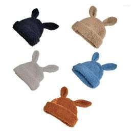 Berets Cute Ears Hat Outdoor Lamb Wool Cap Fluffy Beanie Winter Warm Xmas Gift For Wife Girlfriend Teens Sisters Lover