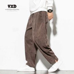 Erkek pantolon erkek giyim sonbahar erkekler kadife sıradan pantolon adam moda gevşek patchwork pantolonlar mans harem pantolon japon sokak kıyafetleri khaki z025