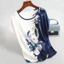 Women's Blouses Shirts Women Silk Satin Blouses Spring Summer Floral Printing Blouse Female Fashion Shirt Tops Plus Size 230225