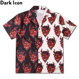 Men's Casual Shirts Dark Devil Patchwork Polo Shirt Men Streetwear Summer Hawaiian Shirt Men's Shirt Short Sleeve Z0224