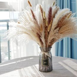 Decorative Flowers 90PCS Tails Dried Reed Grass Bouquet For Wedding Boho Home Table Decor Rustic Farmhouse Party Supplies