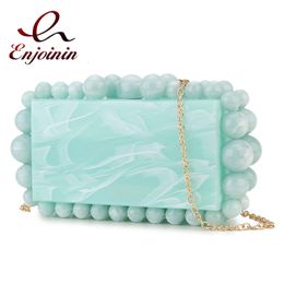 Borse da sera Perline Pochette da festa a forma di scatola in acrilico per donna Borse e borsette di lusso dal design elegante Spalla da sposa 230225