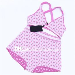 Leisure Knitted Bikini Set Swimwear Full Letter Printed Beachwear Ladies Bathing Suit Women Soft Swimming Wear With Tags