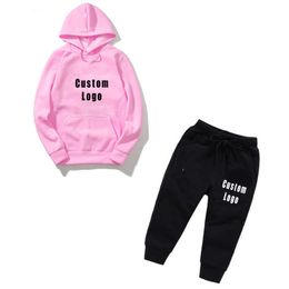 Men's Tracksuits Children Hoodies Pants Customised Printing Sweatshirt 2 Piece Set Kid's Name Diy Casual Sport Suit Autumn Spring Z0224