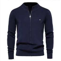 Men's Sweaters Solid Color Cardigan Men Casual Quality Zipper Cotton Winter Fashion Basic Cardigans For 2023 Autumn Pull HommeMen's