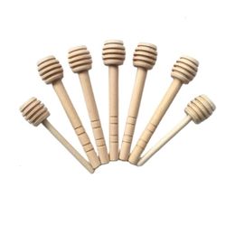 Coffee Scoops 100pcs Xbees Mini Wooden Honey Stick Wood Dipper Spoon Stirring Rod i230224