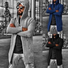 Men's Sweaters Men Sweater Cardigan Autumn Winter Solid Color Hooded High Neck Coat Plus Size Clothing