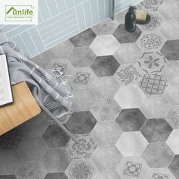 Wall Stickers Funlife Floor Black White Grey Portuguese Tile Anti-Slip Self-Adhesive Waterproof Sticker for Bathroom Kitchen 230225