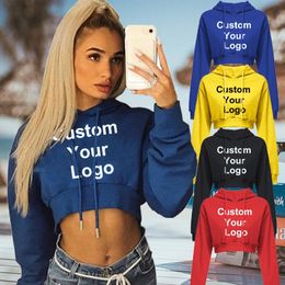 Women's Hoodies Sweatshirts Fashion Custom Your Women Hoodie Sweatshirt Short Top Coat Sport Pullover Hooded Tops Female Autumn Winter Clothes Crop 230224