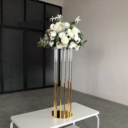 Decoration gold crystal for wedding table centerpieces flower stands cylinder flower ball stands for big wedding decoration imake615
