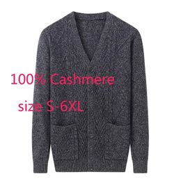 Men's Sweaters Arrival Fashion Autumn Winter Jacquard Thickened V-neck Computer Knitted High Quality Cashmere Sweater Coat Plus Size S-6XLMe