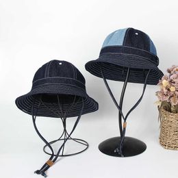 Wide Brim Hats 2022 Large Size Summer Luxury Denim Jeans Fisherman Bonnet Femme Bucket Hats For Women Luxury Designer Brand Unisex Caps 56-60cm G230224