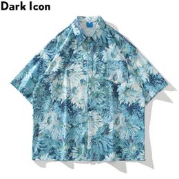 Men's Casual Shirts Full Printed Button Up Oversized Men's Shirts Summer Thin Material Shirts Man Clothes Z0224