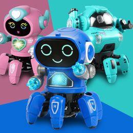 Electric/RC Animals Dance Music 6 Claws Robot Octopus Spider Robots Vehicle Birthday Gift Toys For Children Kids Early Education Baby Toy Boys Girls 230225