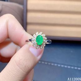 Cluster Rings KJJEAXCMY Fine Jewellery 925 Sterling Silver Inlaid Natural Emerald Ring Female Trendy Support Test Selling