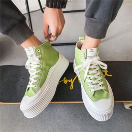 Dress Shoes Spring Autumn Men Platform Canvas Male High Top Casual Sneakers Lace Up Vulcanised Zapatillas Hombre 230225