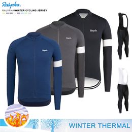 Cycling Jersey Sets Winter Thermal Fleece Cycling Clothing Set Raphaful Mens Long Sleeves Jersey Road Bike Uniform MTB Bib Pants Ropa Ciclismo 230224