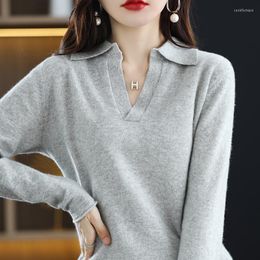 Women's Sweaters Women Merino Wool Knit Pullovers Autumn Winter POLO Collar Sweater Female Loose Warm Soft Shirt Long Sleeve Jumper