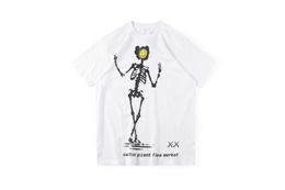 Designer t Shirt Kanyes Wests Hip Hop Skeleton Eagle Lightning Print Half Sleeve Men and Women Couple Short Sleeve T-shirt