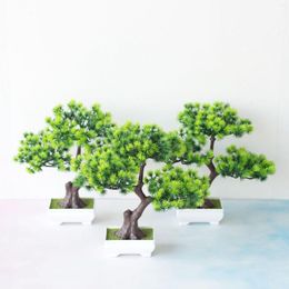 Decorative Flowers 28x32cm Large Green Artificial Guest-Welcome Pine Tree Potted Bonsai Home Garden Office El Indoor Decoration Fake Plants
