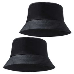 Wide Brim Hats 2PC Double-sided Solid Women's Bucket Hat 2023 Summer Men's Panama Hat Sun Fishing Fisherman Cap Hip Hop Bonnet Foldable MZ480 G230224