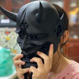 Party Masks Adult Unisex Halloween Japanese Sealed Prajna Devil Hannya Noh Kabuki Demon Oni Samurai Full Face Mask Red Black Blue 230225