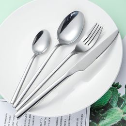 4 Pieces Flatware Set Dishwasher Safe Silverware 18 0 Spoon Fork and Knife Set