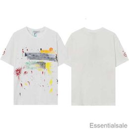 Men's t Women Shirts 2023 Lanvins Designer Cotton Tees Colour Ink Splashing Hand-painted Graffiti Sports Casual Short Sleeves T-shirts Jmr6