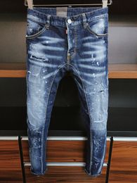 DSQ BIKER JEANS Man Hip Hop Rock Moto Design Ripped Jeans Distressed Skinny Denim Biker DSQ2 Jeans 6122