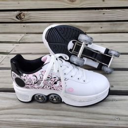 Dress Shoes Roller Skates Women Shoes With Wheels Roller Sneakers For Girl Liangjiao 230225