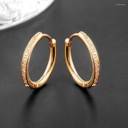 Hoop Earrings Exquisite Inlaid Zircon Stainless Steel Fashion Special Women's Men's Ear Cartilage Piercing Jewelry