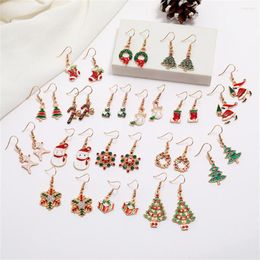 Dangle Earrings 1pair Christmas Tree For Women Girls Colourful Santa Claus Deer Snowman Drop Hook Jewellery Day Gifts