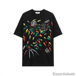 T-shirts 2023 Summer Lanvins Colourful Designer Tees Splash Ink Graffiti Hand-painted Printed Luxury Italy Sports Casual Loose Short Sleeve t Shirts V60r