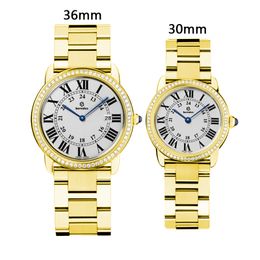 Fashion watch couple size London Series Stainless steel diamond Mosaic never off drill waterproof design