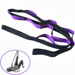 Yoga Stripes Yoga Stretch Strap Belt Yoga Physical Therapy Training Waist Leg Yoga Strap With Multiple Grip Loops Resistance bands J230225