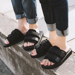 Slippers Trend Women Fashion Platform Low Flat Heel Hook&Loop Canvas Cool Outdoor Beach Slides Summer Ladies Sandals Shoes 2023