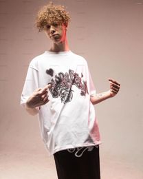 Men's T Shirts Cotton Men's Clothing Y2K Harajuku Clothes Print Graphics Grunge Summer Goth Short Sleeve T-shirts For Men Tops