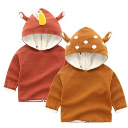 Jackets Ins Autumn Children's Knitted Top Zipper Hooded Sweater Kids Baby For Girls Boys Born Cartoon Winter Coats Clothes