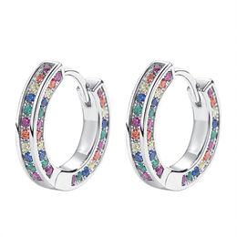 French Ins Stud Colour Zircon Silver Earring Female Niche Design Advanced Exquisite Small Simple Jewellery Accessories