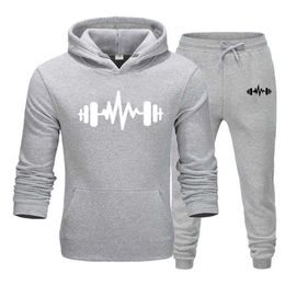 Men's Tracksuits Tracksuit Men Sporting Fleece Thick Hooded Men's Hoodies Set Casual Track Suit Inside Winter Sweatshirt Jacketpant Warm Fur Z0224