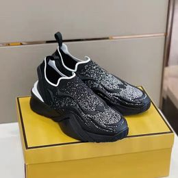 2023s Sneakers Shoes Trainer Flow Mesh Runner Slip-On Knit Corrugated Sole Techniques Rubber Embellished Lightweight Sports38-46