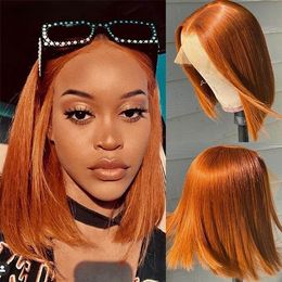 Brazilian Straight Blonde 613 Short Bob Wigs for Women 13x4 HD Lace Front Human Hair Wig Transparent HD Synthetic Lace Frontal Wig Preplucked 813